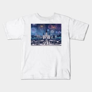 New Orleans Fireworks Iconic Cityscape Kids T-Shirt